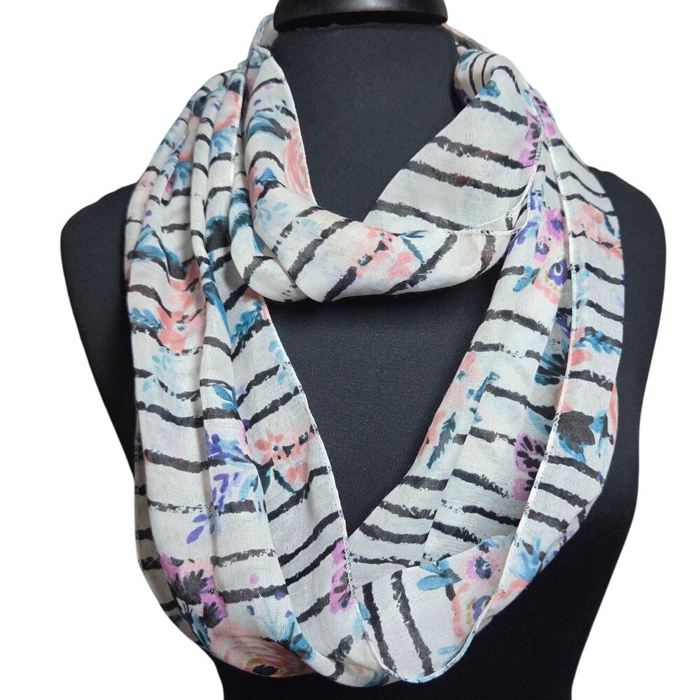 Multi Color Floral Infinity Scarf One Size